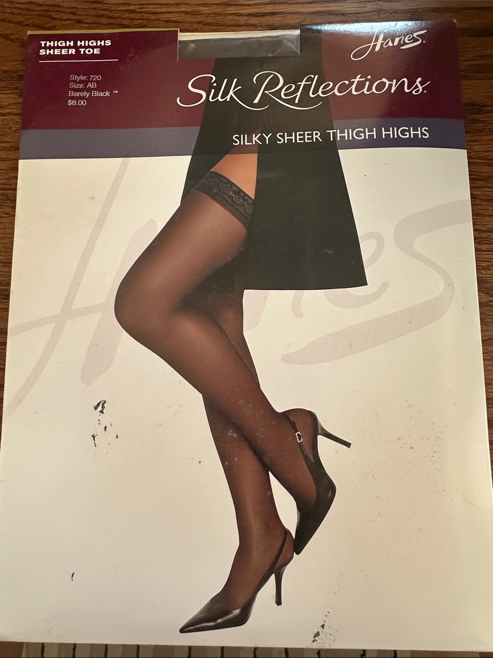 New in packaging Hanes Silk Reflections Silky Sheer Thigh Highs - Black -Size AB